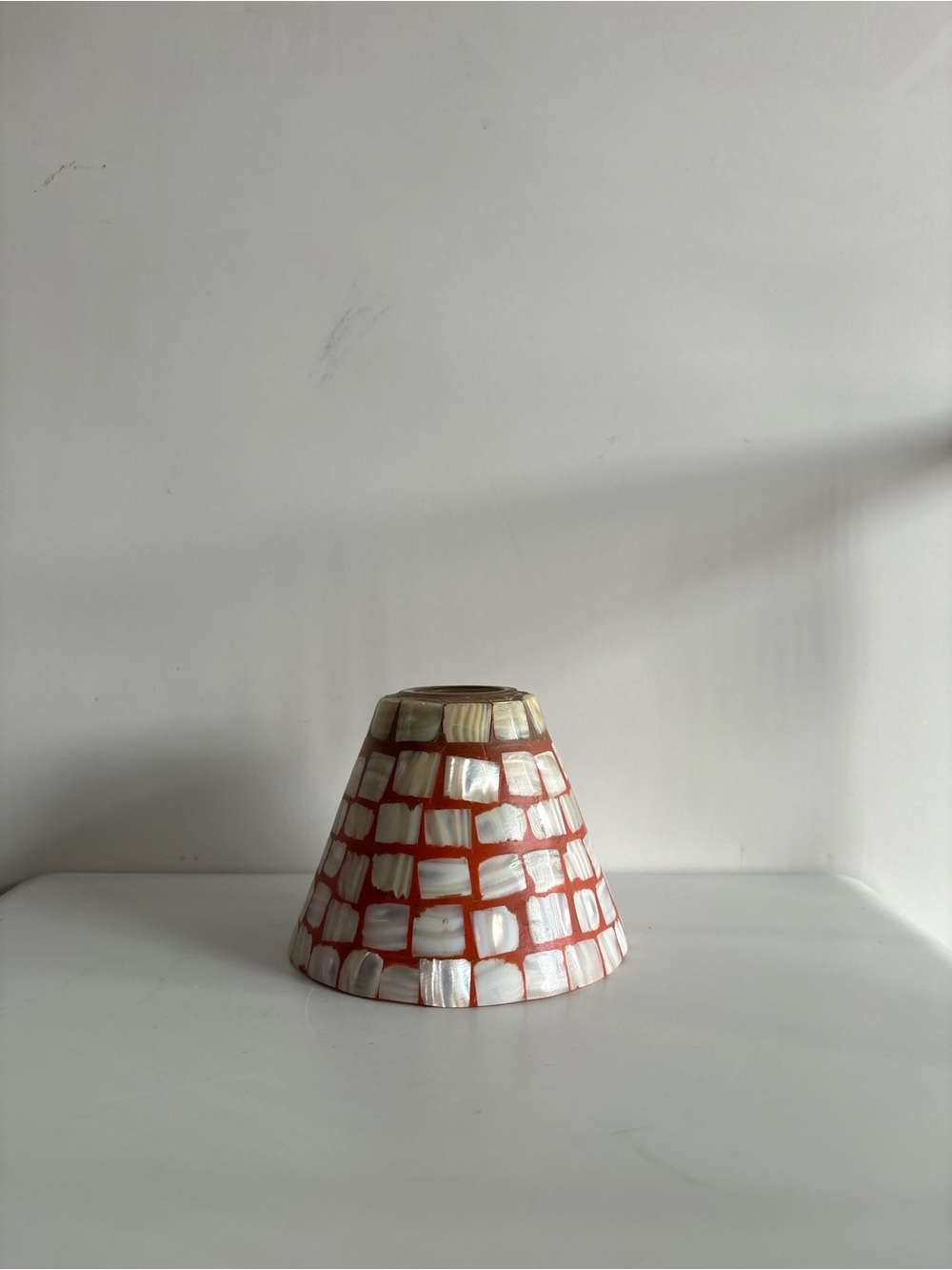 Mosaic Table Lamp Candle Shade Topper in Orange and White